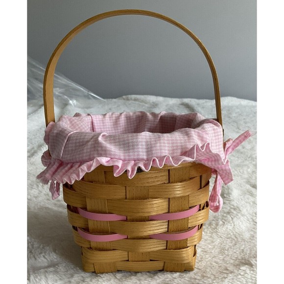 Peterboro Pretty in Pink Small Basket with Fabric Liner Breast Cancer Awareness - Picture 4 of 11